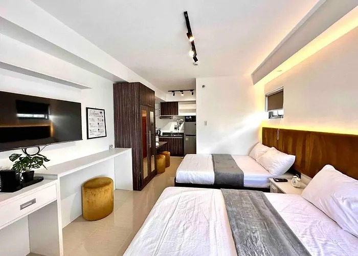 Living, The Persimmon Double Beds Apartment