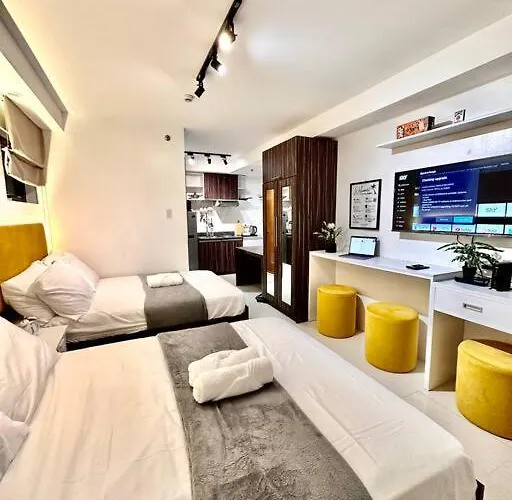 Living, The Persimmon Double Beds Apartment Cebu